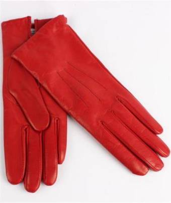 Italian Leather ladies glove with wool lining red Code-S/LL2362W